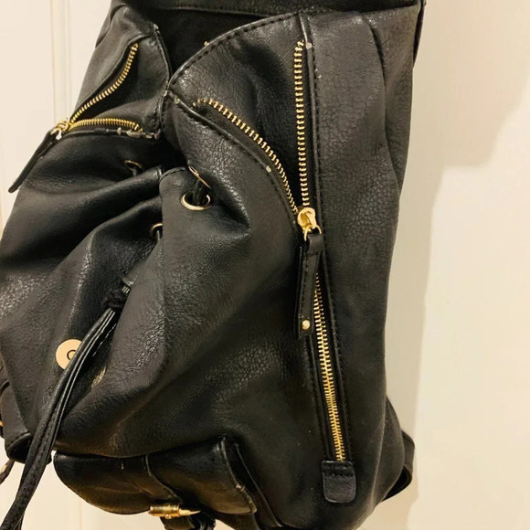 ALDO Black Faux Leather Backpack Book Bag - Picture 6 of 12